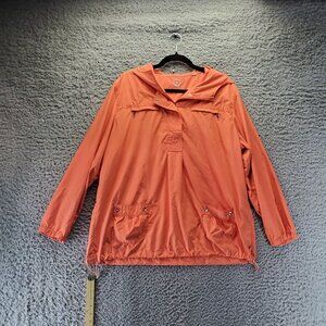 Chico's Jacket Womens 3 US XL 16 Orange Lightweight Drawstring Hooded